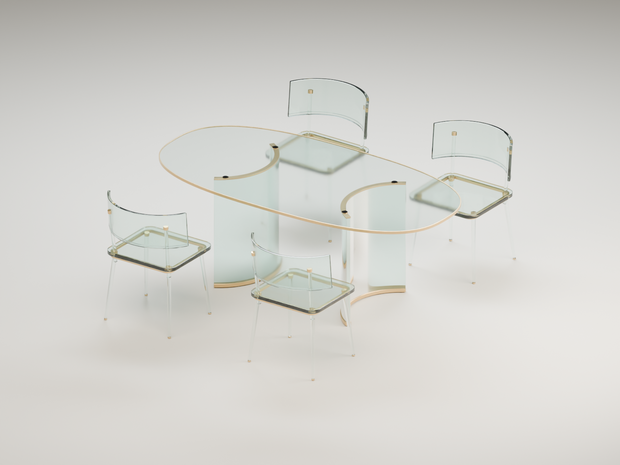 【VRChat】Glass & Gold Dining Set｜ガラスのダイニングセット