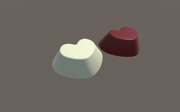 3Dモデル ハート型チョコレート&ホワイトチョコ