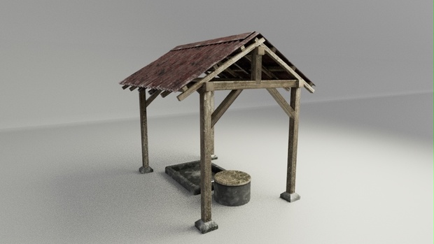 古びた建物と井戸