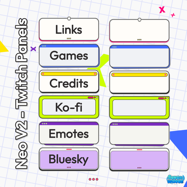 【Twitchパネル】レトロポップ・ネオブロータリズム 36種セット / Neo V2 Twitch Panels Set (商用利用可)