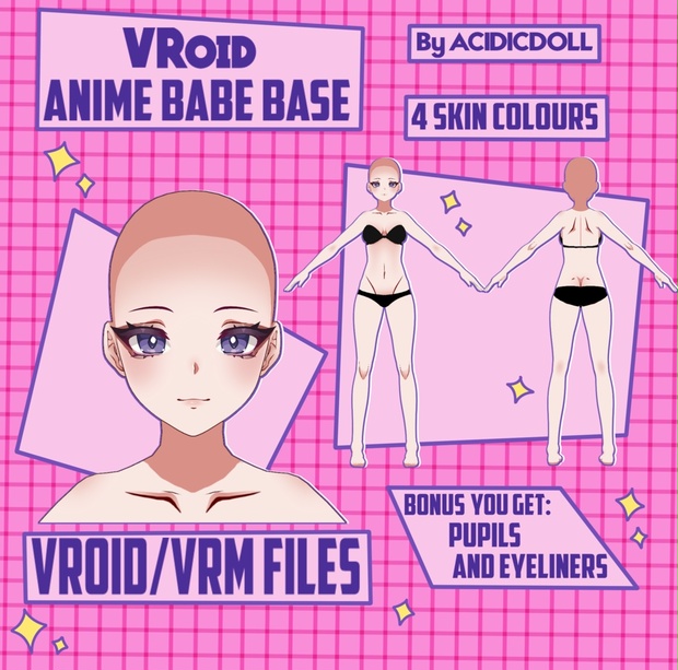 VROID MODEL - Anime Babe Base - acidicdollz - BOOTH