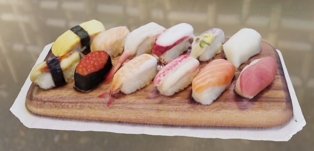 3DCGモデル　お寿司12個 japan3dfood yorokondolls
