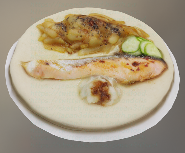 3Dモデル 魚料理　銀鮭シルバーサーモン　japan3dfood yorokondolls