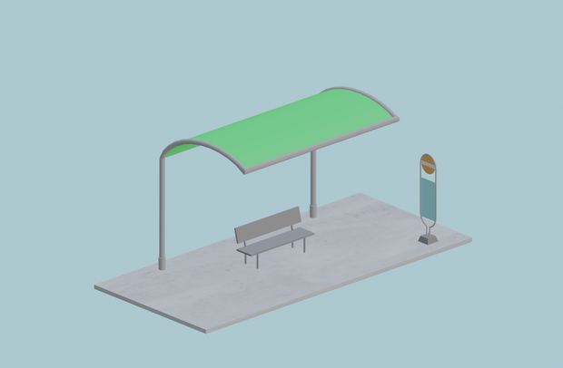 【無料3Dモデル】バス停