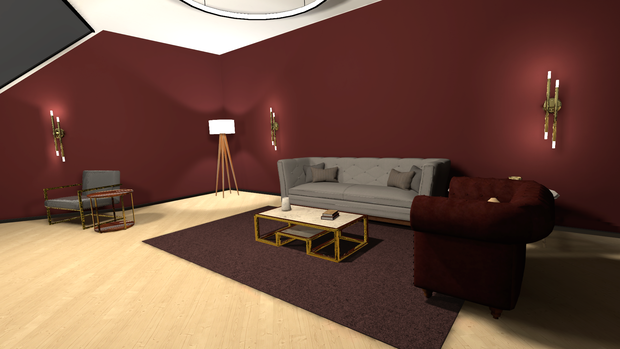 Circular Room and Furniture Props Designed for VRC
