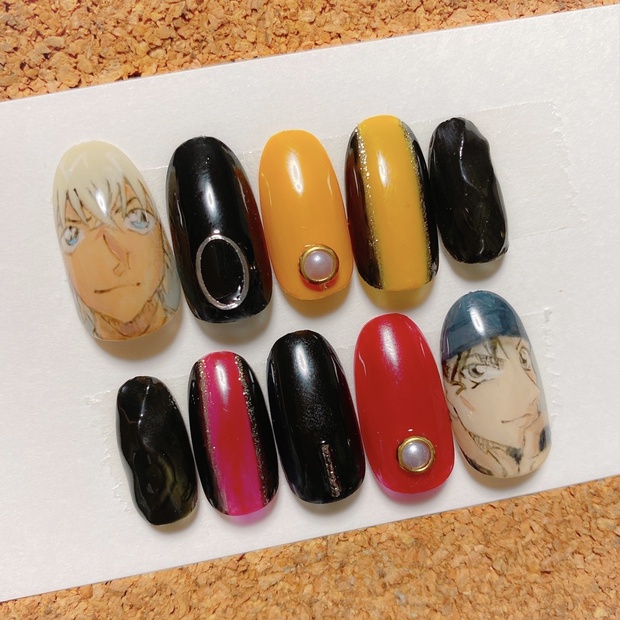 現品 キャラネイル 名探偵コナン 赤井秀一 安室透 痛ネイル ネイルチップ Risa Nail Booth