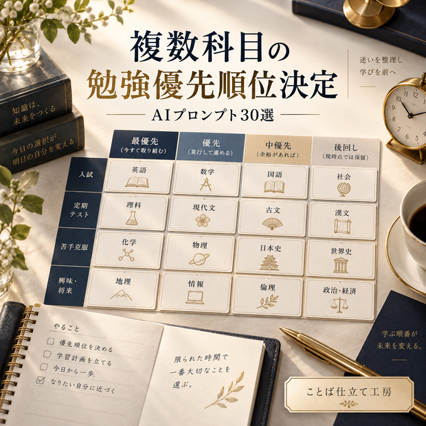 複数科目の勉強優先順位決定｜コピペで使えるAIプロンプト30選