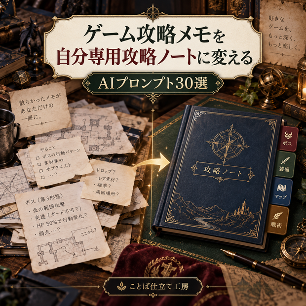 ゲーム攻略メモを自分専用攻略ノートに変える｜コピペで使えるAIプロンプト30選