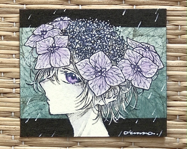 水彩ミニ原画紫陽花と蛙 Www Ipmoment Com