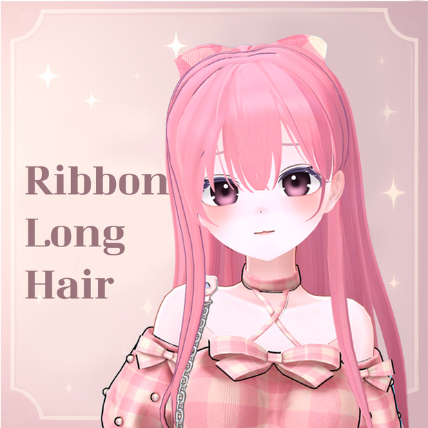 [Avatar Update] Ribbon Long Hair リボン付きロングヘア includes 15 colors
