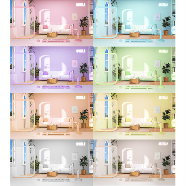 방송배경/방송화면/버튜버/配信部屋/includes 8 colors/All Package/3DBackground for VTuber/配信背景/Live Streaming Background/VTuber room/Vtuber background 3