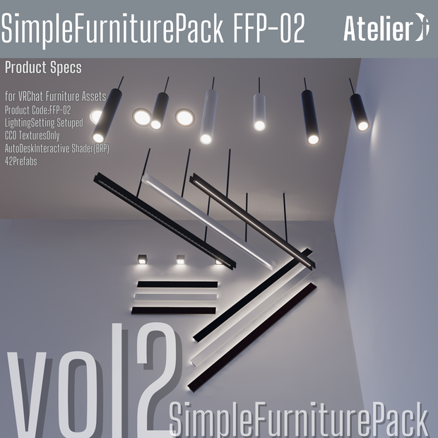 【無料】シンプル家具セット Vol.2 FFP-02【VRC向け3Dモデル】