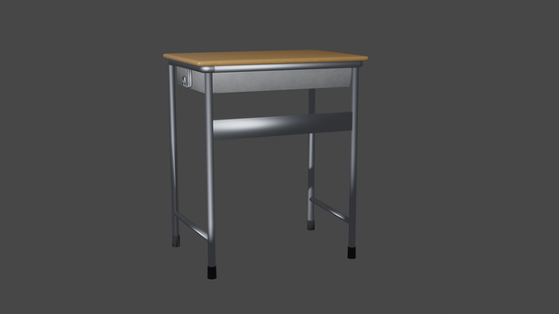 無料【Blender】学校机・椅子セット