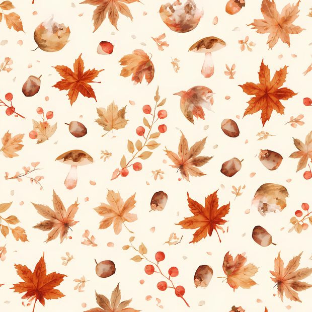 秋の水彩デジタルペーパー｜Maple Autumn