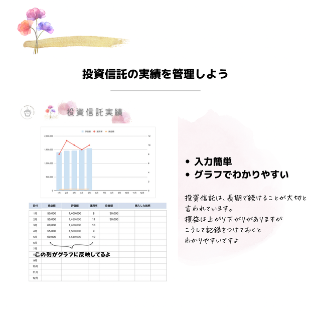 【無料】スプレッドシート｜投資信託実績管理シート
