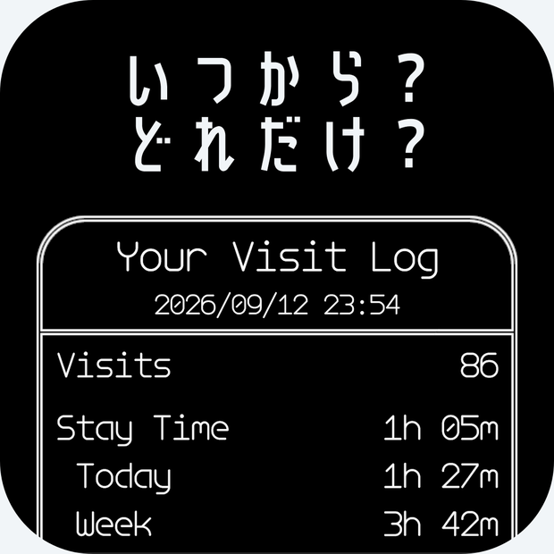 【無料】Visit Log（日/週/月/年別の滞在時間等を表示）
