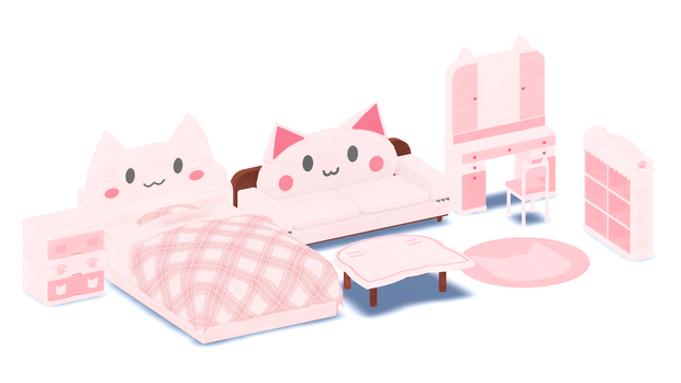 【家具】ねこモチーフ家具セット