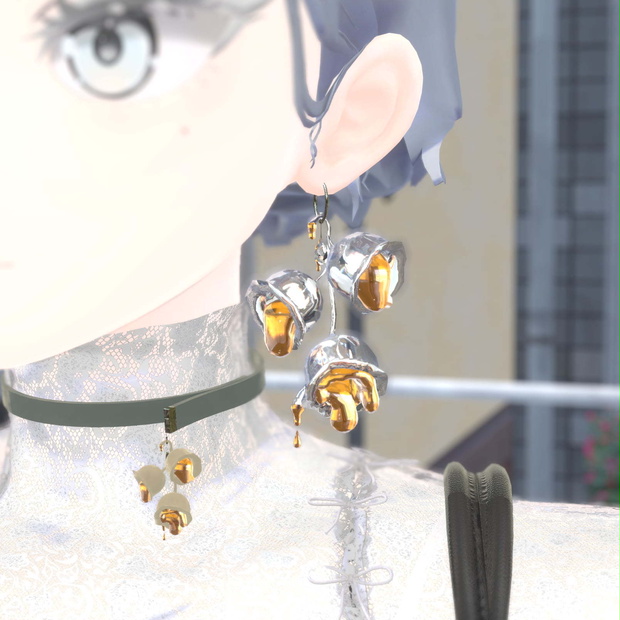 【新色追加】とろけるスズランのボンボン｜イヤリング、ブローチ、ボンボン、チョーカー、ブレスレット、指輪、VRChat対応