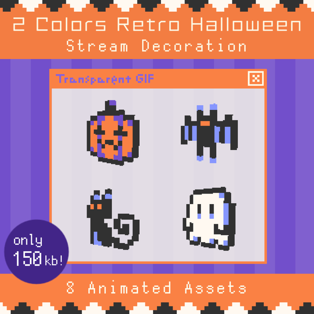 【配信・動画素材】2 Colors Retro Halloween Decor | Animated Stream & Video Assets