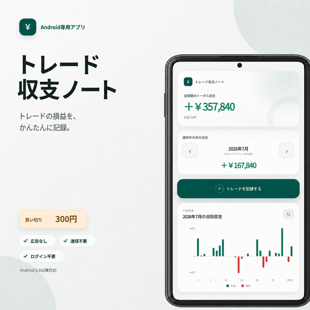 トレード収支ノート｜シンプルな株取引記録アプリ【Android専用】