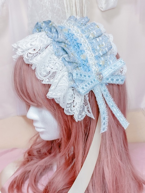 ヘッドドレス♡リストブーケ 青♡水色 ブルーヘッドドレス10輪セット 青 ヘッドパーツ ウェディング