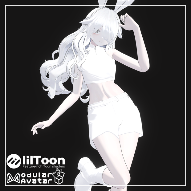 【VRChat】Highneck Zip Tops+Basic Short Pants / ハイネックジップトップス+ベーシックショートパンツ【５アバター対応】