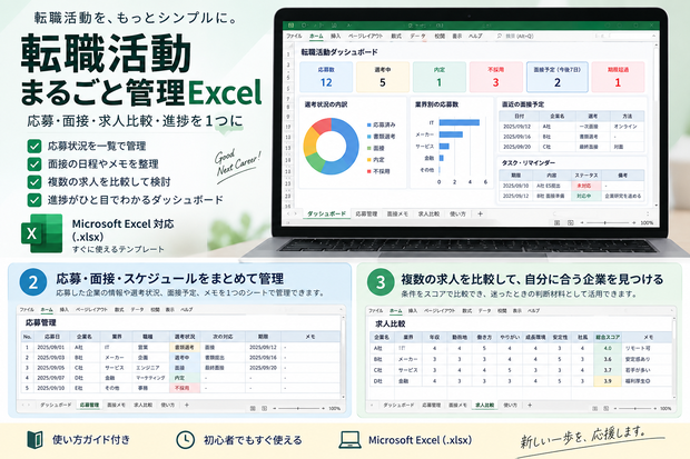 転職活動まるごと管理Excel｜応募・面接・求人比較・進捗を1つに