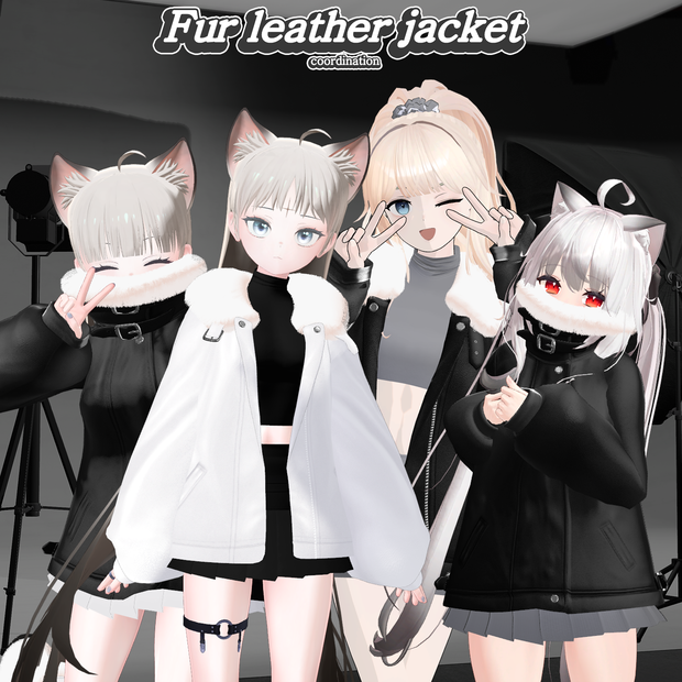  【Maya, Grus, Yugi, Miyo】Fur leather jacket coordination