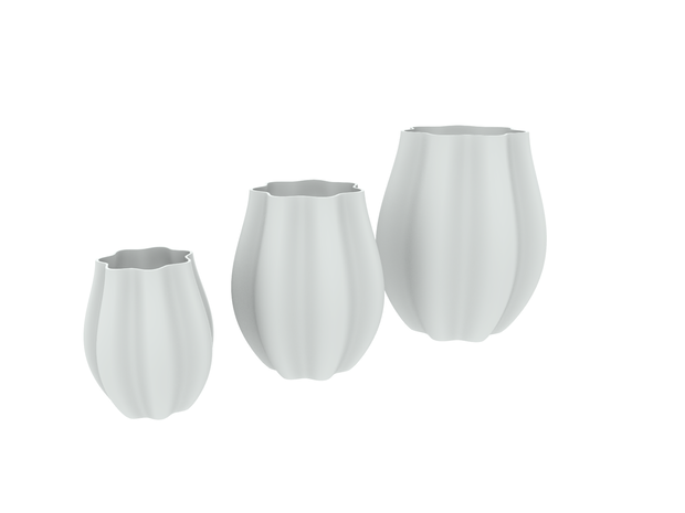 ツイストブルーム 花瓶 3Dプリント用STL (S/M/L 3サイズセット) | Twisted Bloom Vase
