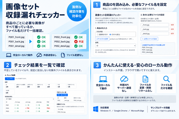 画像セット収録漏れチェッカー｜必須画像の抜けを一括確認