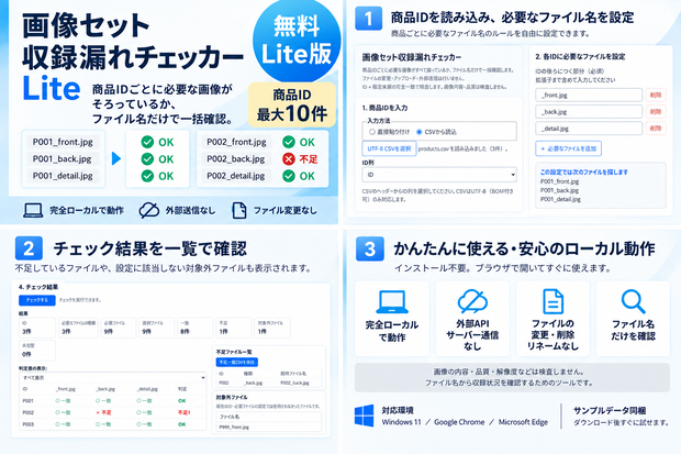 画像セット収録漏れチェッカー Lite｜必須画像の抜けを一括確認