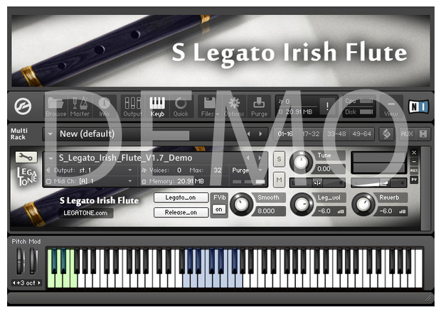 アイリッシュフルート音源 S Legato Irish Flute for KONTAKT Free Demo - フリー音源