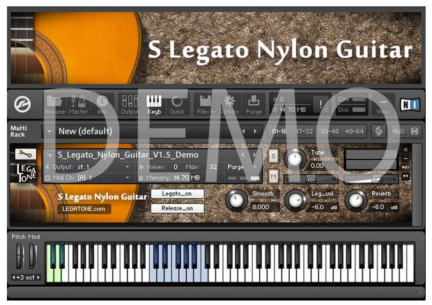 ギター音源 S Legato Nylon Guitar for KONTAKT Free Demo - フリー音源