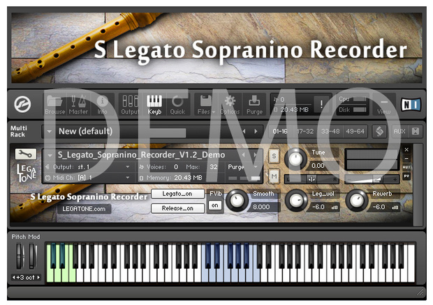 リコーダー音源 S Legato Sopranino Recorder for KONTAKT Free Demo - フリー音源