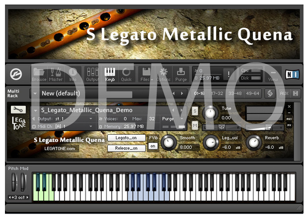 ケーナ音源 S Legato Metallic Quena for KONTAKT Free Demo - フリー音源