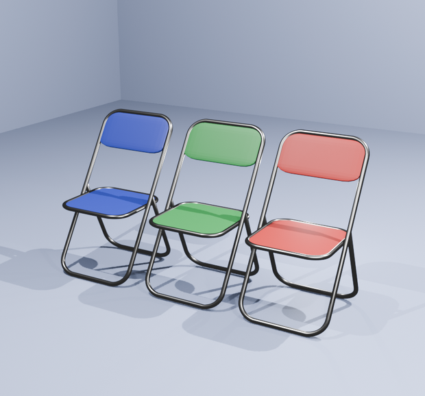 折り畳み椅子3種(3Dゲームアセット)