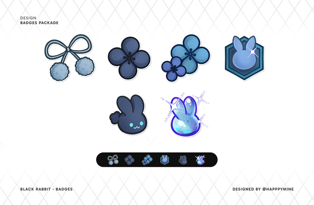 Black Rabbit スタンプ・バッジ・サブスクバッジ [YouTube・Twitch対応] Stream Badge 