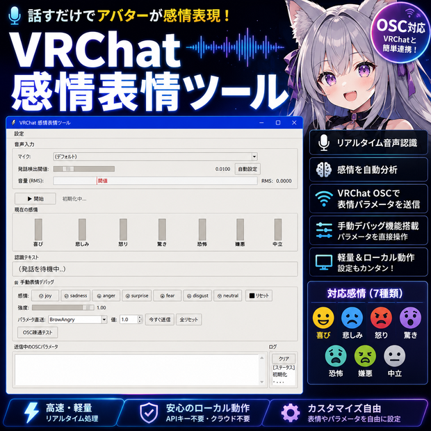 VRChat 音声認識 自動感情表情ツール