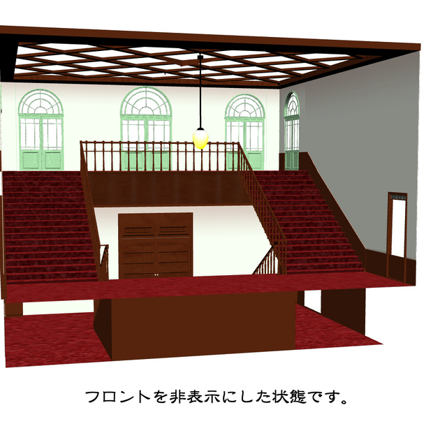 【3D背景素材】洋館の階段(ユリの花瓶付)