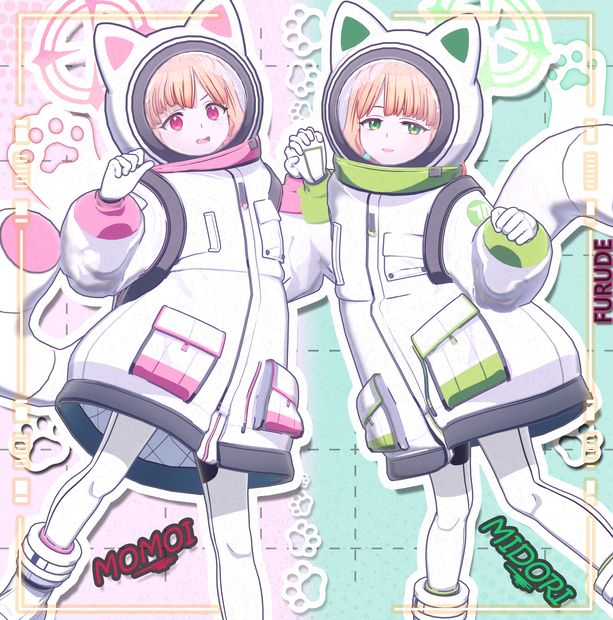 才羽モモイ（武装）+ 才羽ミドリ （武装） | Saiba Momoi (Armed) + Saiba Midori (Armed) 3D VRC