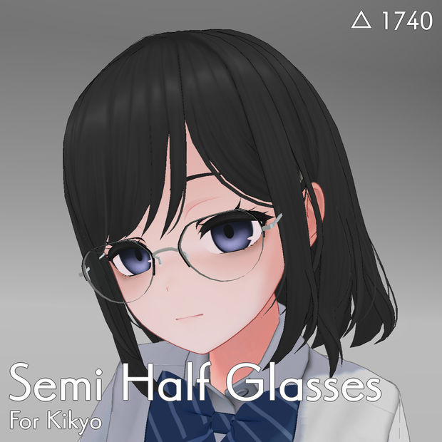 【VRChat用】Semi half glasses for kikyo