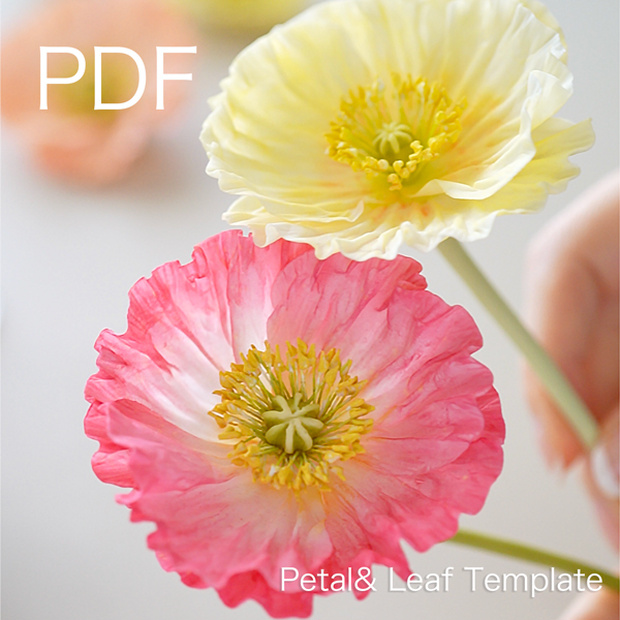 Poppy Petal & Leaf PDF Template ポピーの花びらと葉っぱのPDFテンプレート