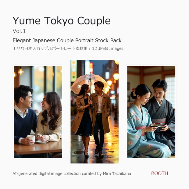 Yume Tokyo Couple Vol.1 - Elegant Japanese Couple Portrait Stock Pack 上品な日本人カップルポートレート素材集 / 12 JPEG Images