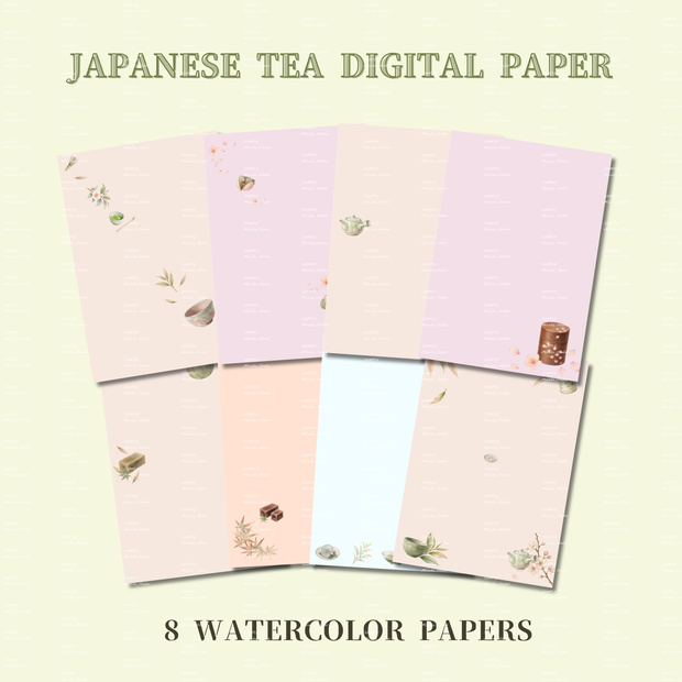 Japanese Tea Digital Paper Collection