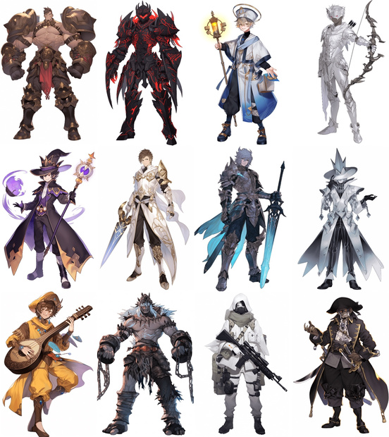 【男キャラ全身立ち絵ジョブ別2】著作権フリーの高解像度素材(100枚)    