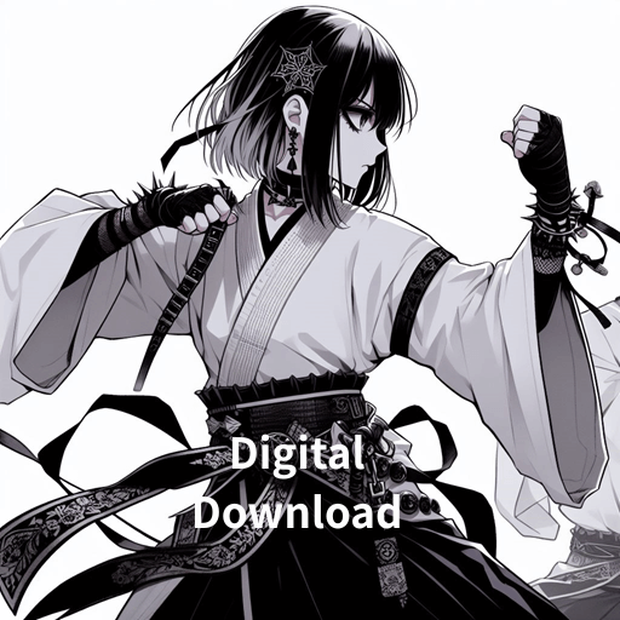 Gothic Ninja Coloring Book: Line Art Collection Vol.1