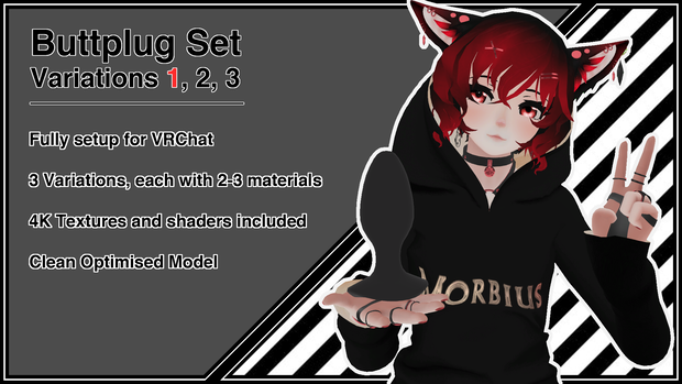 【VRChat】Buttplugs Variants 1, 2, 3 -- 3D Model バットプラグ