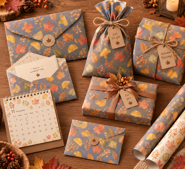 無料あり|秋 紅葉柄デジタルペーパー 6枚セット|Autumn Leaves Digital Paper|背景素材・ デジタル手帳・壁紙・ラッピング|大人かわいい・くすみカラー