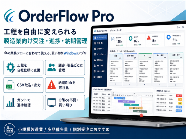 OrderFlow Pro｜工程を自由に変えられる製造業向け受注・進捗・納期管理