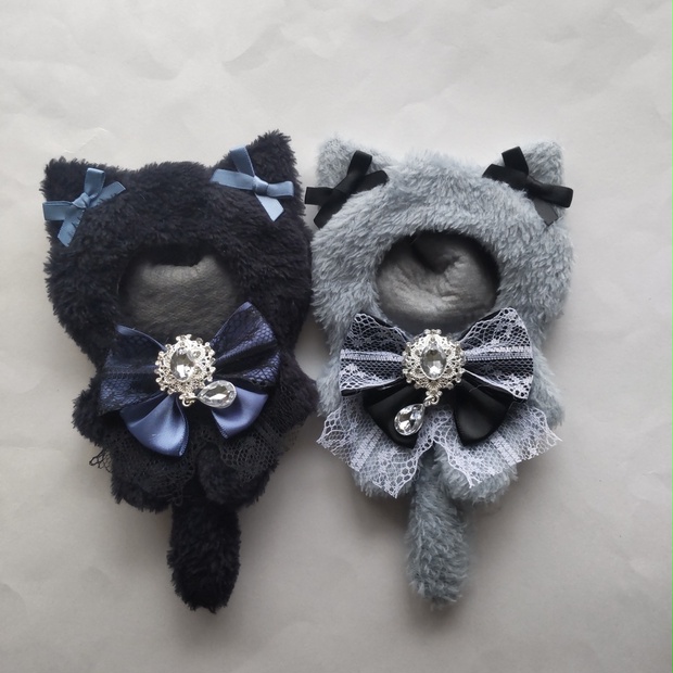 くすみブルーねこ 黒ねこ セット ぬい服 10～12cm - かつお - BOOTH